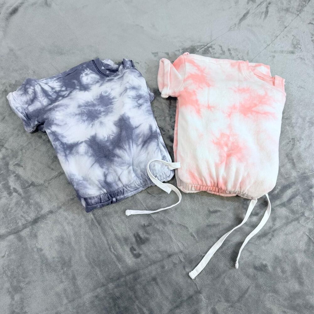 Bundle 2 Girls Justice 16 Fleece Tie Dye Jumpsuit Roll Sleeves Cargo Pockets